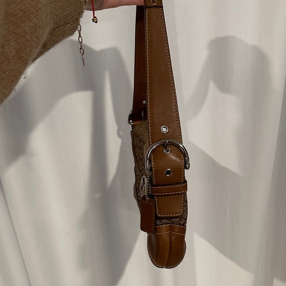 Coach 6818 Vintage Soho British Tan Leather & Signature C Canvas Bag RARE - Picture 4 of 10